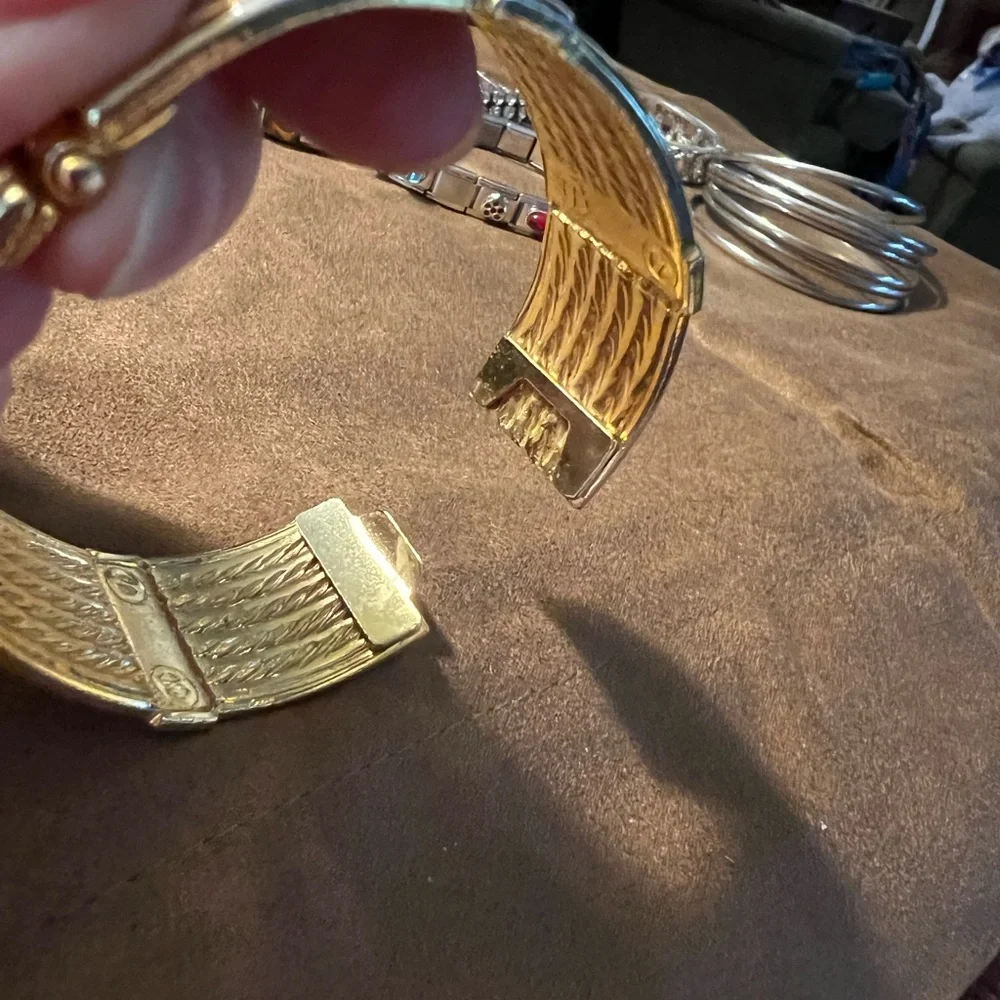 Womans Two-Tone Cable Cuff Bracelet - Gold & Silver